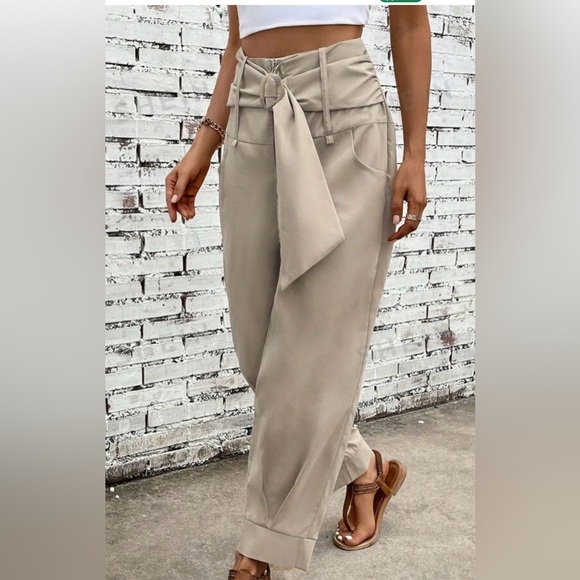 Harmonious Belted Khaki High Waisted Pants - Picture 3 of 4
